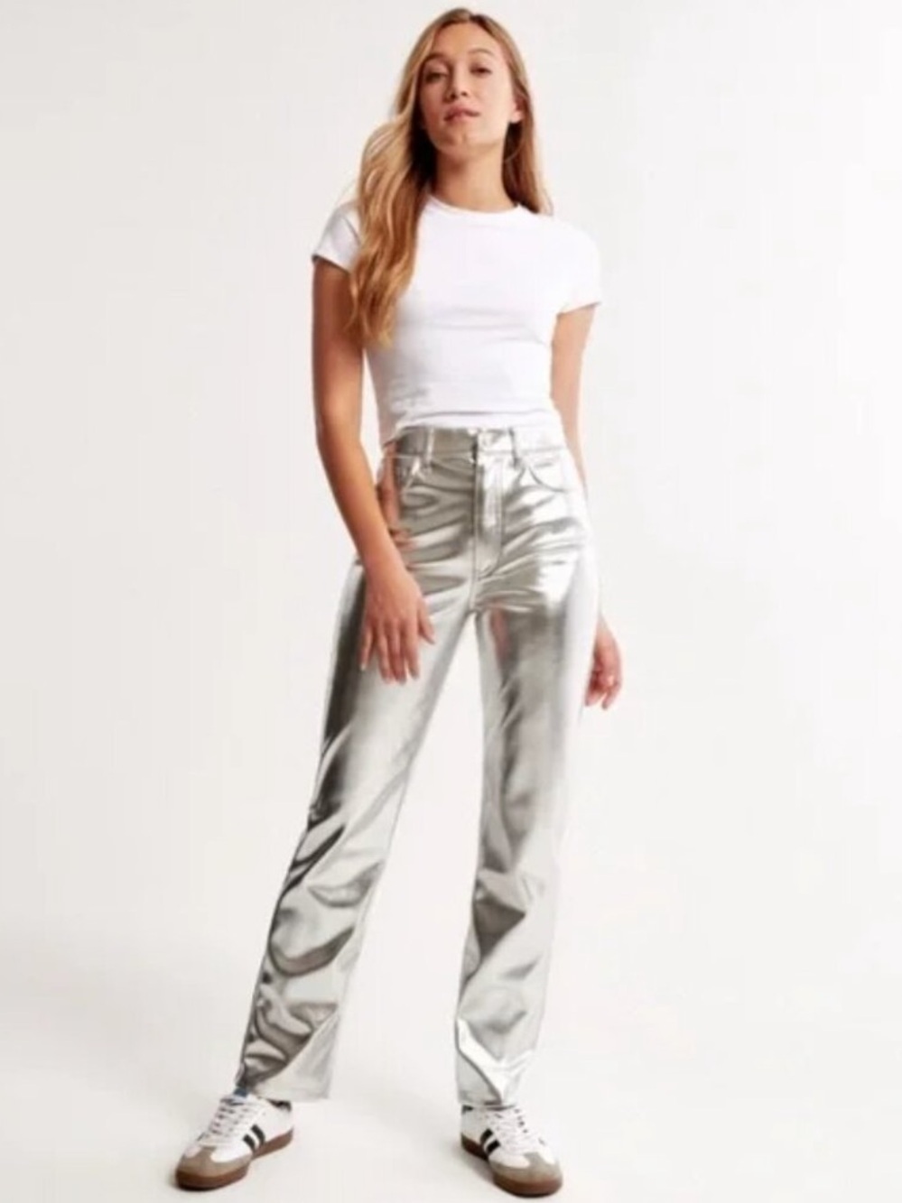 ABERCROMBIE & FITCH The 90’s Straight Ultra High Rise Silver Pants